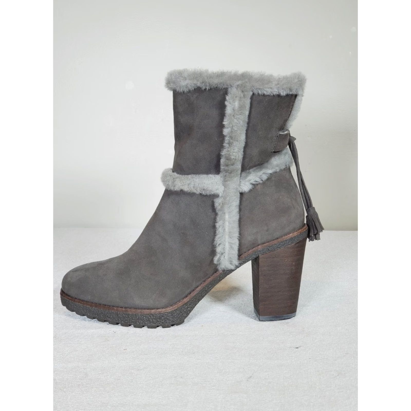 Frye FRYE Jen Shearling Short Booties Smoke Suede 76350 High Heeled Zip Women's US 8 M Size 30" / US 8 / IT 44 - 5 Thumbnail
