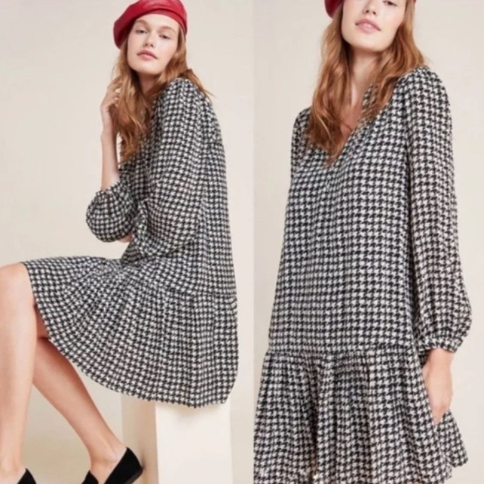 Anthropologie Anthropologie Maeve Sterling Houndstooth Dress - XXSP Size XXS / US 00 / IT 34 - 1 Thumbnail