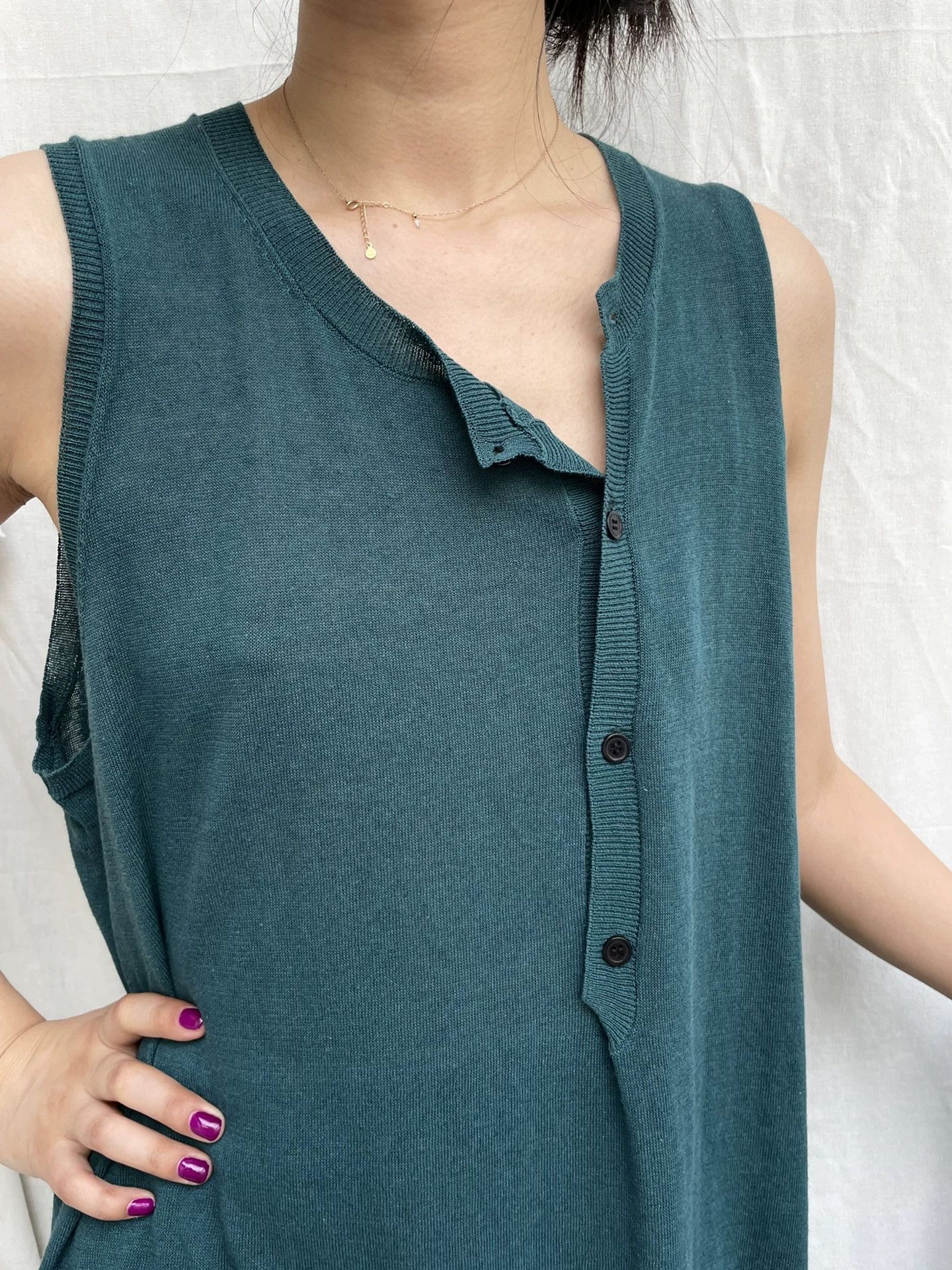 Yohji Yamamoto YOHJI YAMAMOTO 2000s Women's Silk Lake Blue Slit Dress S-M Size S / US 4 / IT 40 - 9 Thumbnail