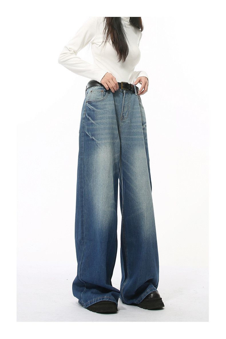 Japanese Brand × Jean Japanese lightning washed wide leg straight jeans casual Size US 32 / EU 48 - 3 Thumbnail