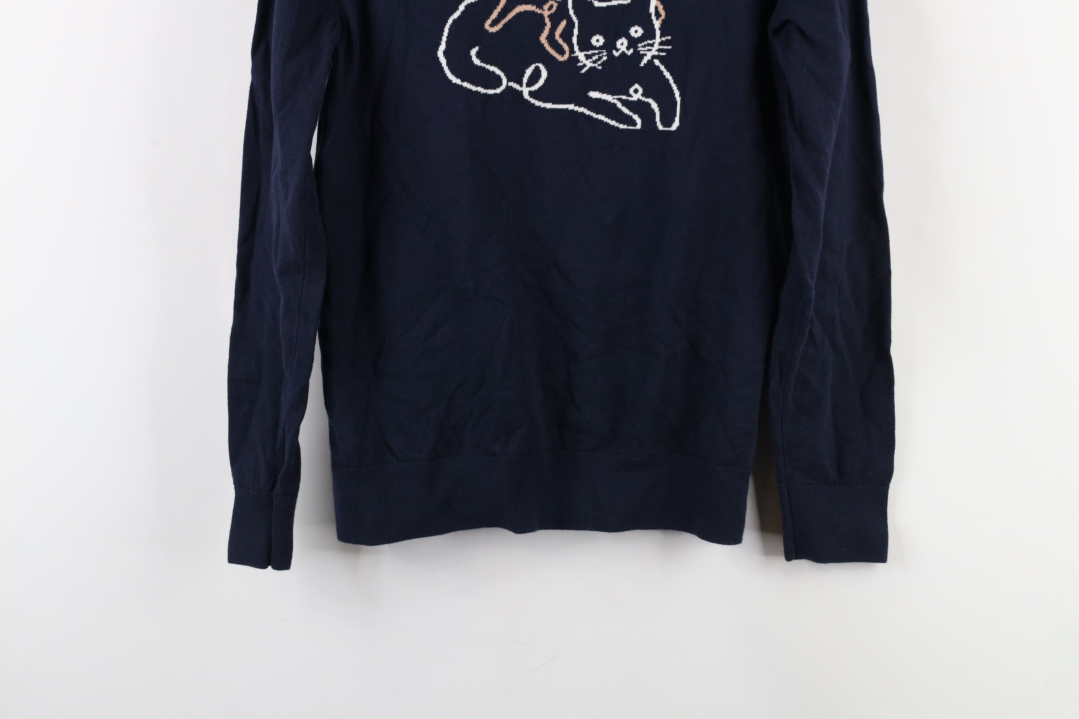 Banana Republic × Vintage Banana Republic Faded Cat Kitten Knit Crewneck Sweater Blue Size M / US 6-8 / IT 42-44 - 3 Thumbnail