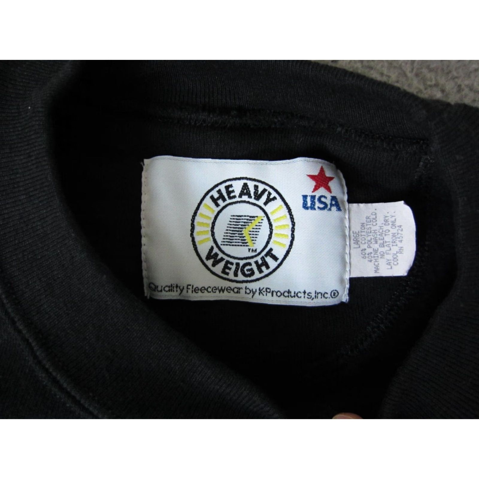 Vintage Vintage K Products Sweatshirt Mens L Black 90s Made in USA Pullover Crew Neck Cotton Polyester Fleece Sweatshirt Size US L / EU 52-54 / 3 - 4 Thumbnail