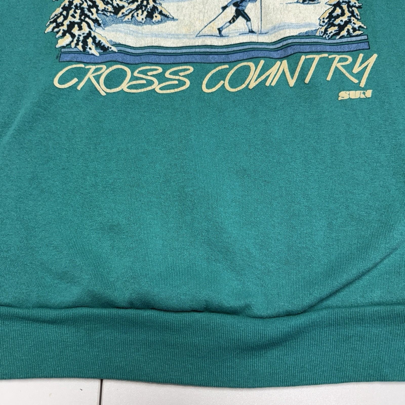 Vintage Vintage 90s Cross Country Skiing Sweatshirt Green Crew Neck Size US L / EU 52-54 / 3 - 4 Thumbnail