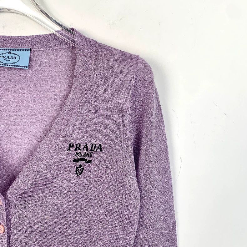 Prada Prada Size 38 Purple logo letter embroidery short knitted Size US XXS / EU 40 - 3 Thumbnail