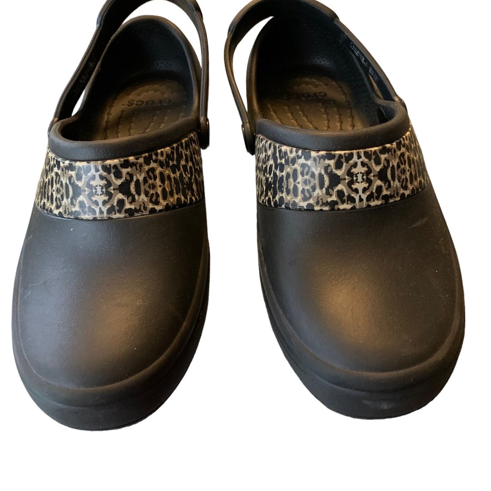 Crocs Crocs Women's Size 6 Clog Black Leopard Print Design Sandal Size US 6 / IT 36 - 6 Thumbnail
