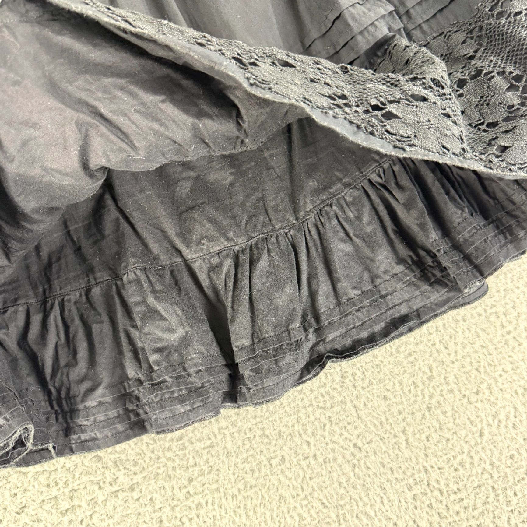 Anthropologie VINTAGE Odille Anthropologie A-Line Skirt Womens Size 14 Black Lace Pleated Lined Zip Up Size 36" / US 14 / IT 50 - 7 Thumbnail