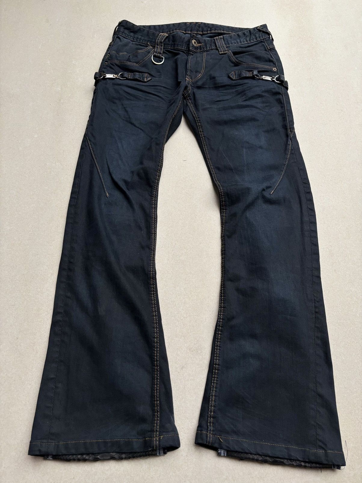 Japanese Brand HIDEAWAYS lace-up flare jeans Size US 29 - 1 Thumbnail