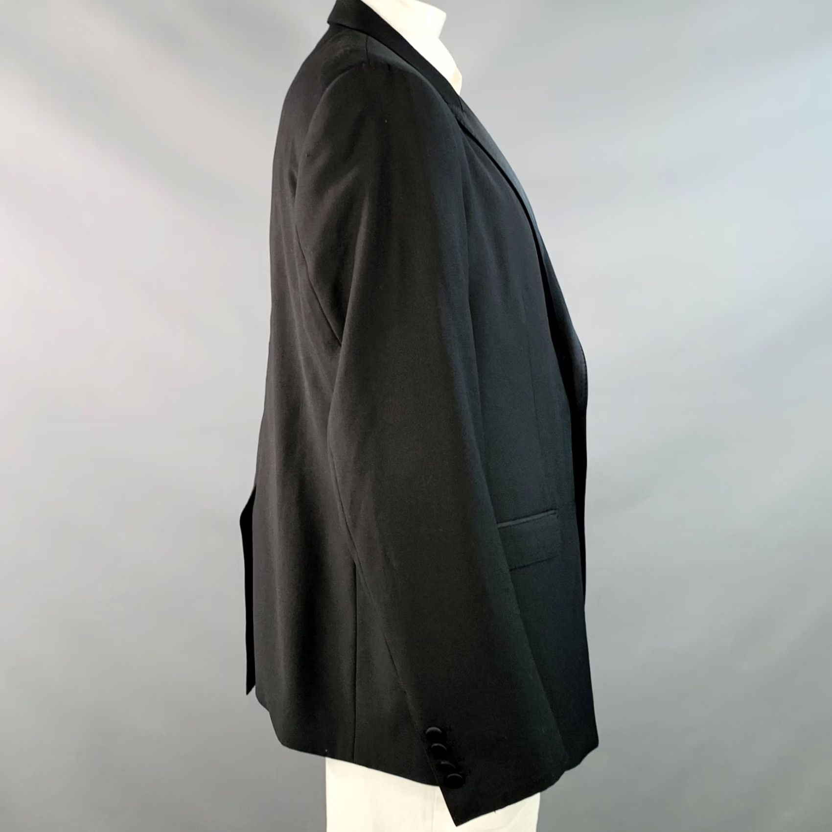 Dolce & Gabbana DOLCE & GABBANA Tuxedo Black Virgin Wool Silk Blend Peak Lapel Size 48 Size 48R - 4 Thumbnail