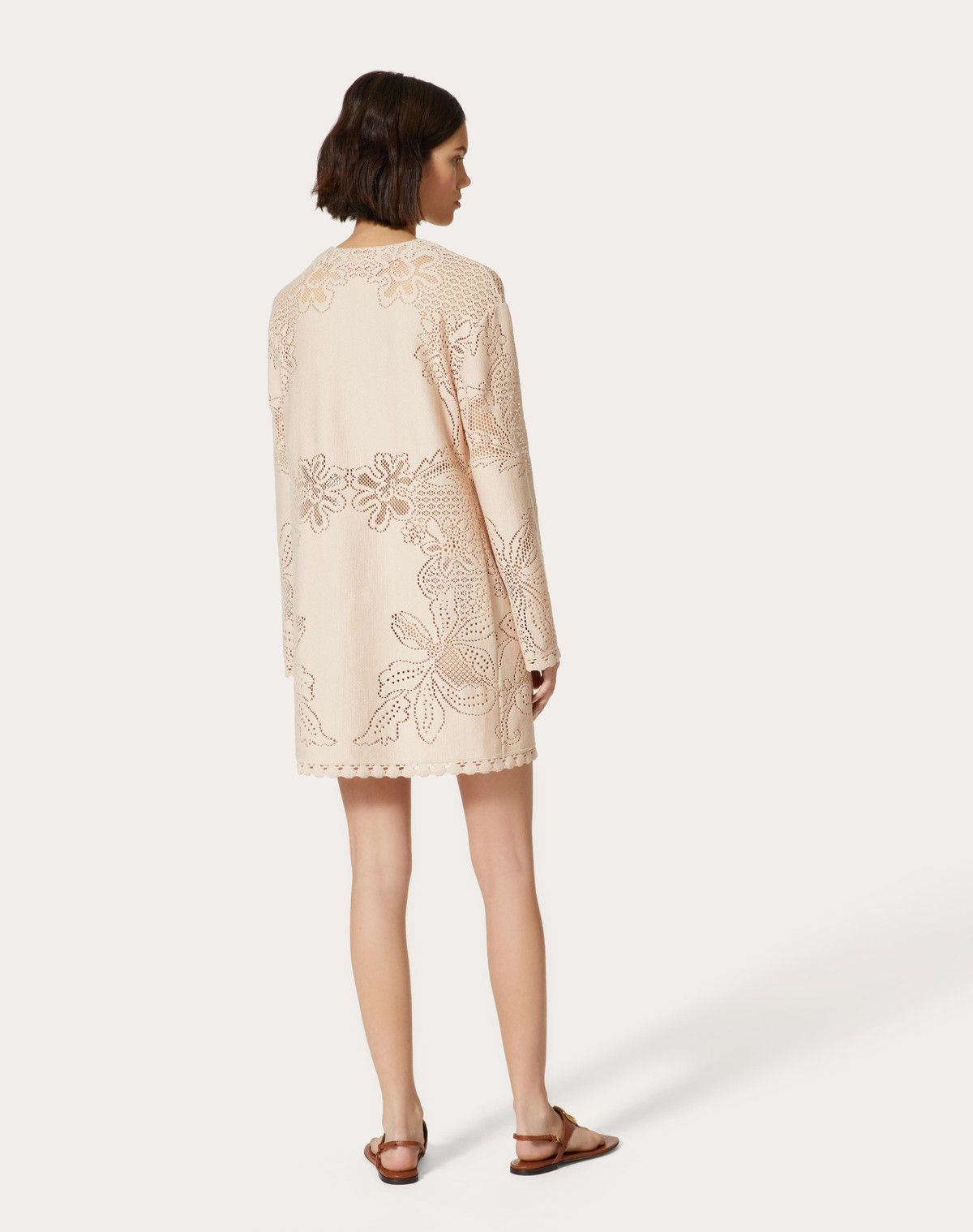 Valentino o1s1wg110525 Cotton Guipure Jardin Plat Dress in Beige Size M / US 6-8 / IT 42-44 - 5 Thumbnail