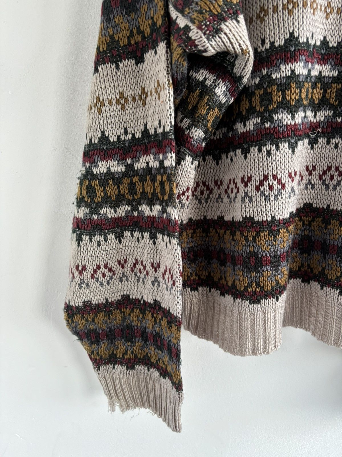 Japanese Brand Vintage Avant Garde Pattern Boxy Distressed Sweater Size US L / EU 52-54 / 3 - 10 Thumbnail