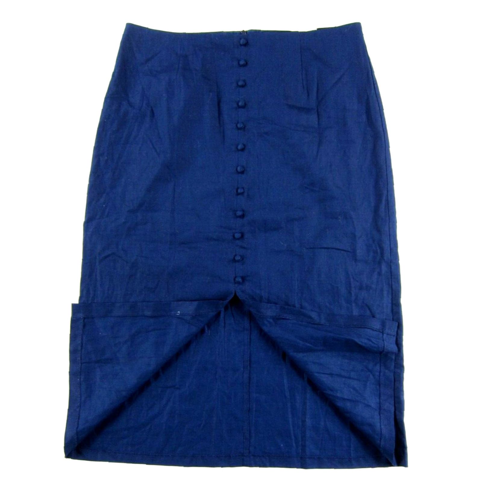 Banana Republic VINTAGE Banana Republic Linen Blend Blue Button A-Line Straight Midi Skirt Woman 14 Size 36" / US 14 / IT 50 - 5 Thumbnail
