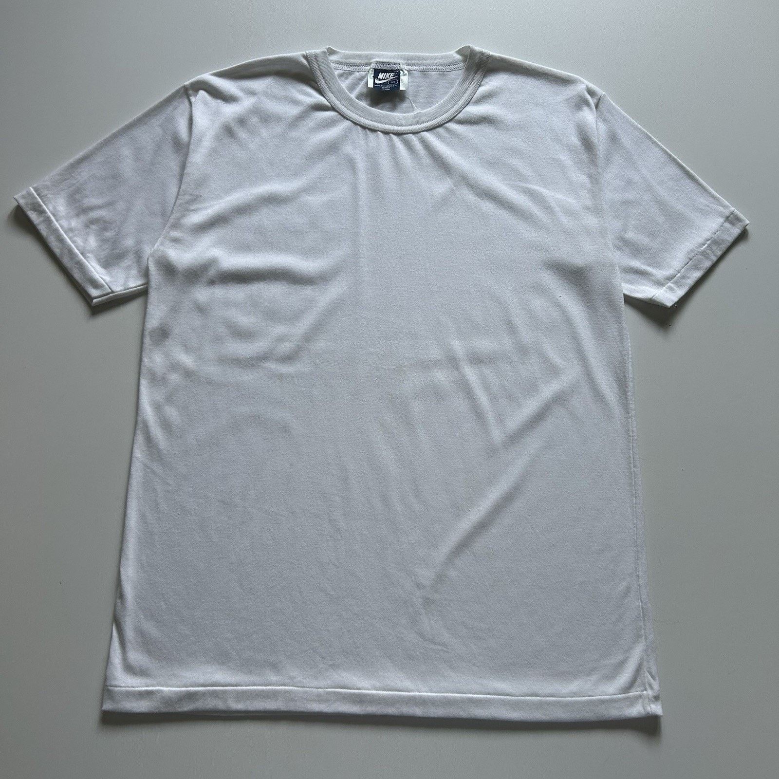 Nike × Vintage Vintage 80s Nike T Shirt Large White Blank Single Stitch Size US L / EU 52-54 / 3 - 1 Thumbnail