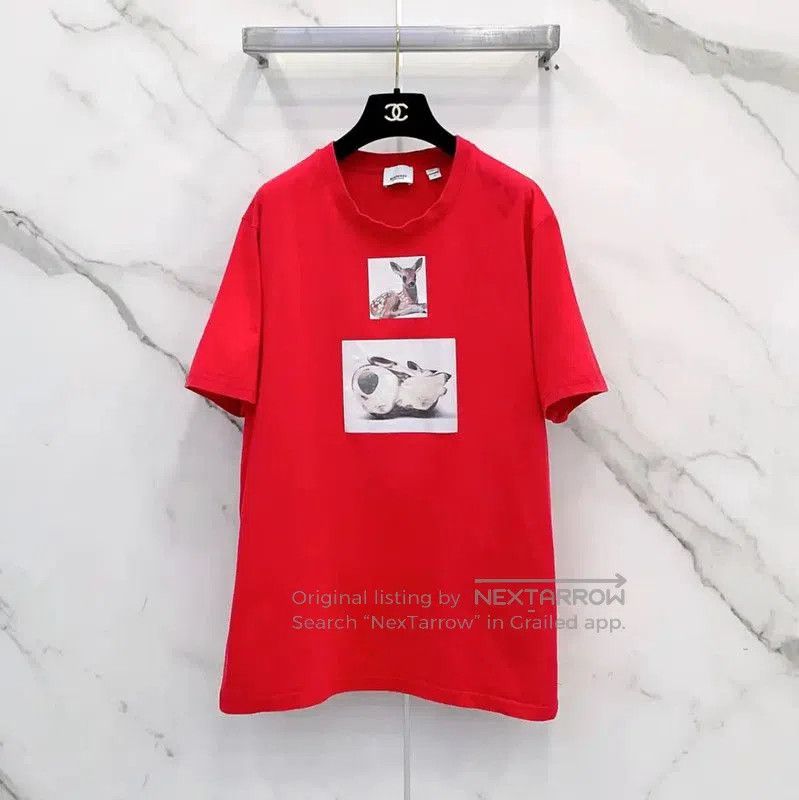 Burberry Burberry Red Cotton T-Shirt with Graphics. Size M / US 6-8 / IT 42-44 - 1 Thumbnail