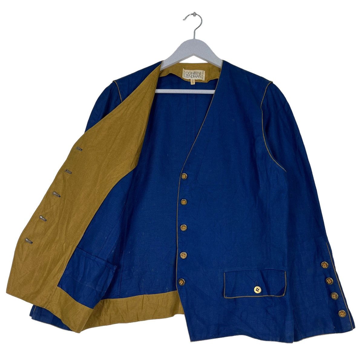 Designer 🔥 VINTAGE OGNIBENE ZENDMEN ROMA LINEN JACKET MADE IN ITALY Size US S / EU 44-46 / 1 - 9 Thumbnail