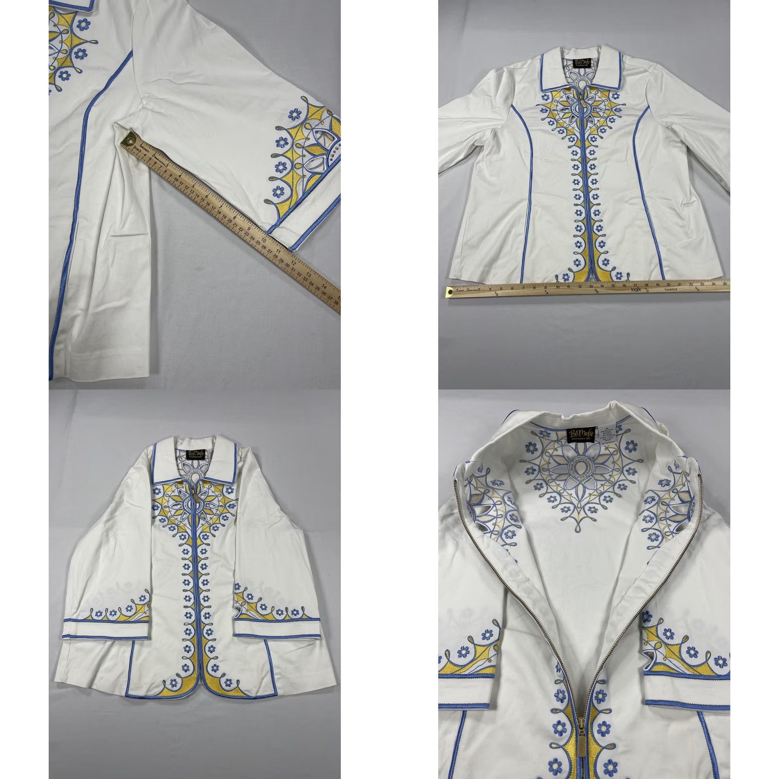 Bob Mackie BOB MACKIE Women's XL Wearable Art JACKET Floral Embroidery Sunburst Cutout Top Jacket XL White Sunburst Art Beach Womens Size XL / US 12-14 / IT 48-50 - 8 Thumbnail