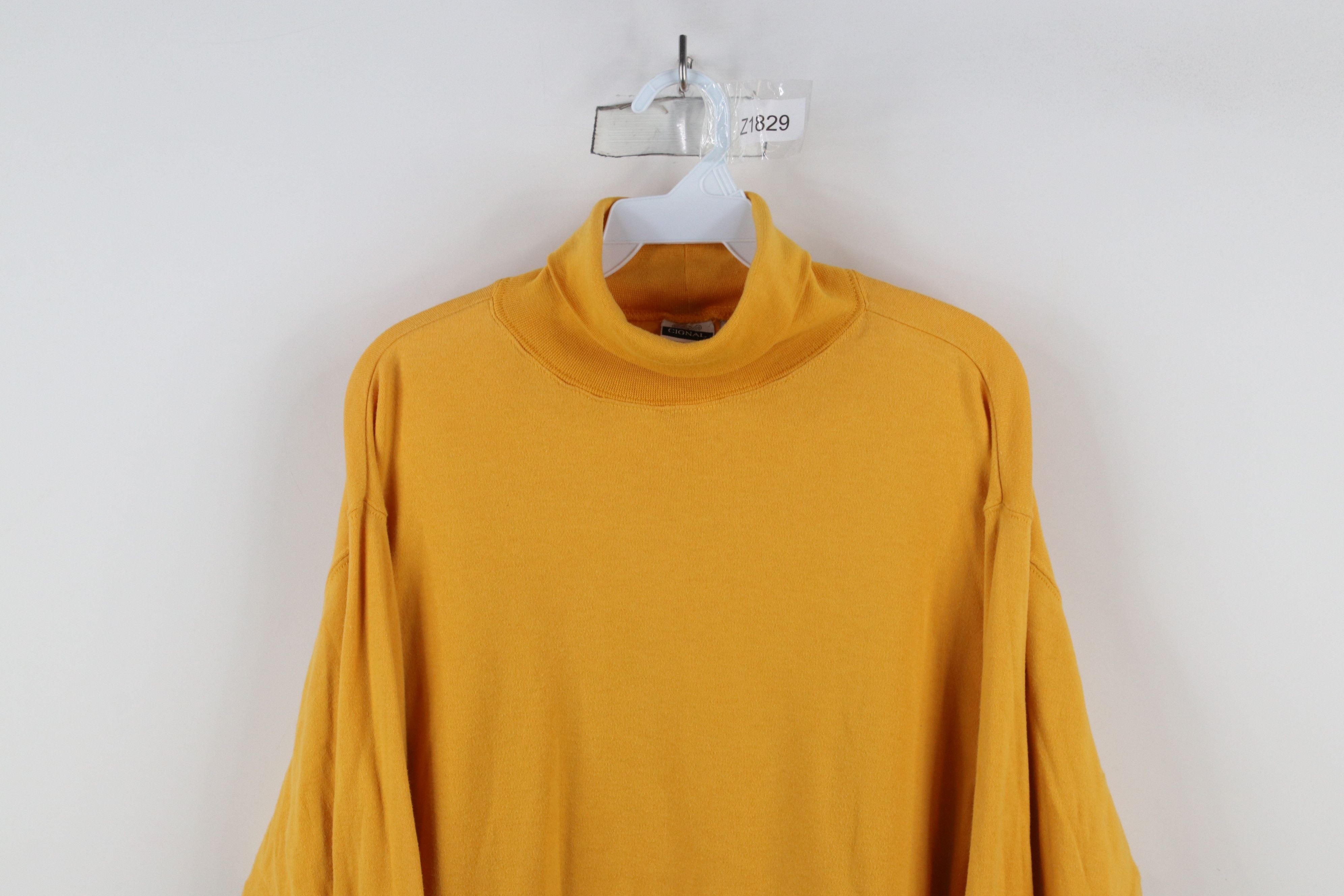 Vintage Vintage 90s Streetwear Blank Turtleneck T-Shirt Yellow Size XL / US 12-14 / IT 48-50 - 2 Thumbnail