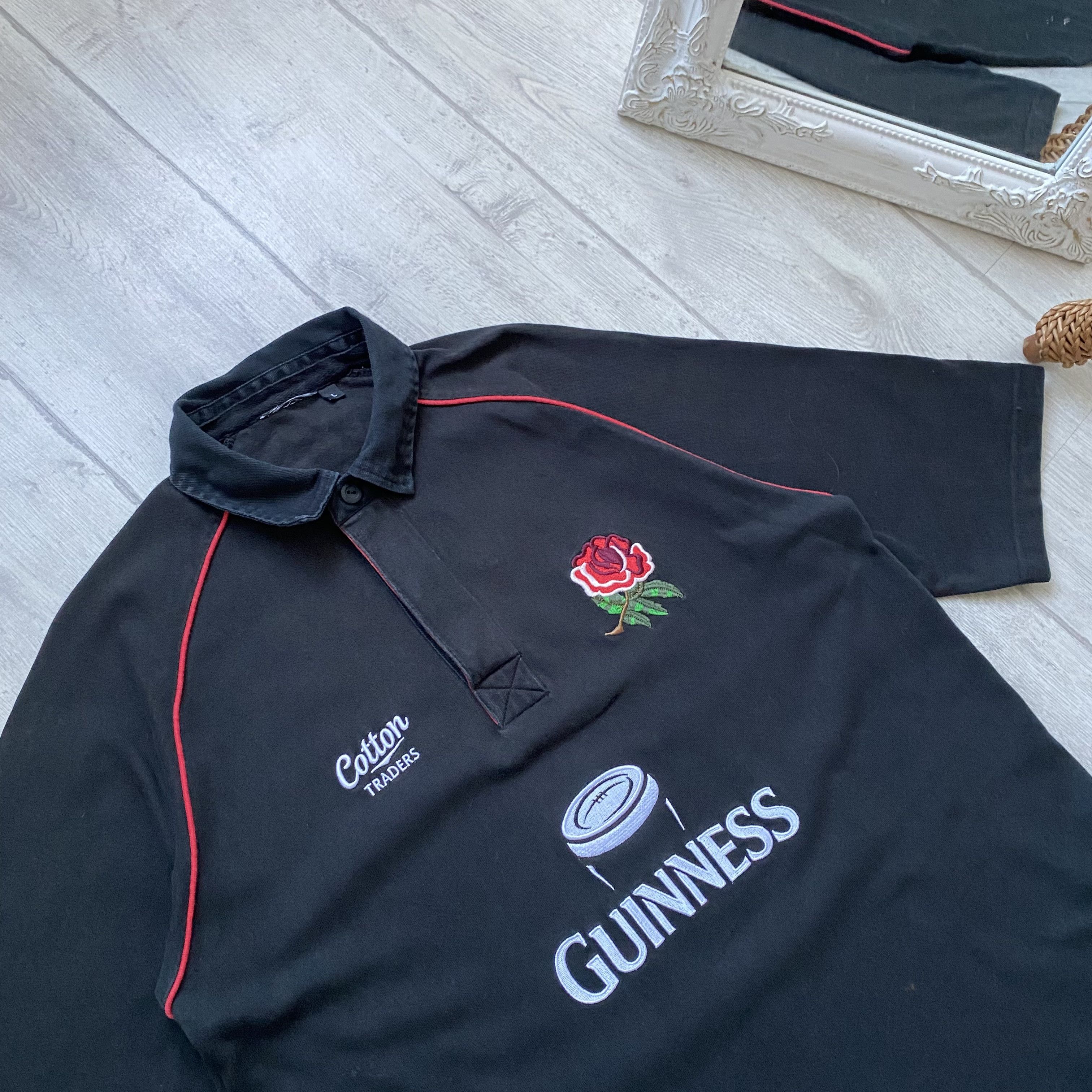 Cotton Traders 🏈Vintage England Rugby heavy Polo Jersey Retro Guinness Size US L / EU 52-54 / 3 - 2 Thumbnail