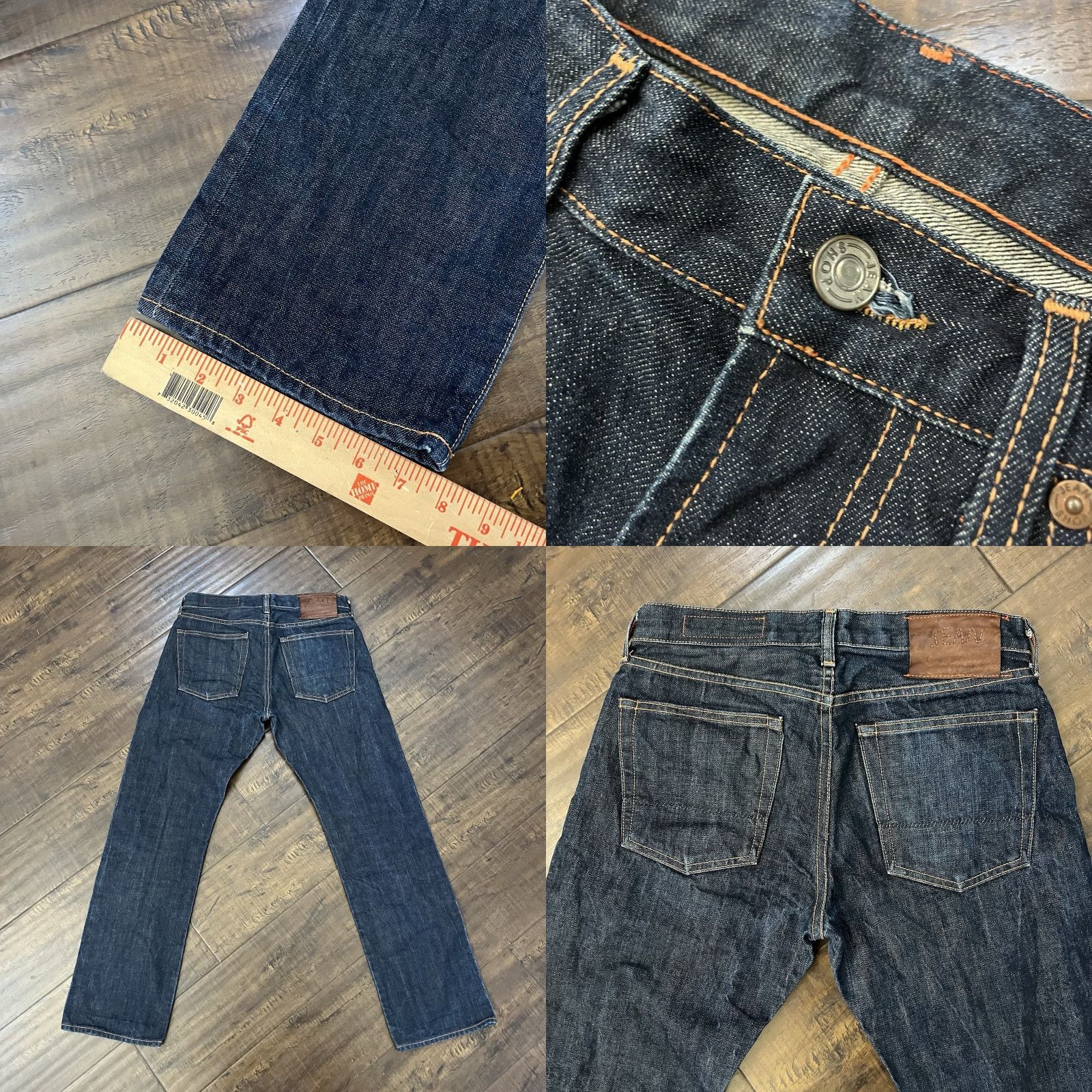 Jean Shop VINTAGE Jean Shop Selvage Jeans Men 29x29 Straight Fit Denim USA Made Dark Blue Size US 29 - 8 Thumbnail
