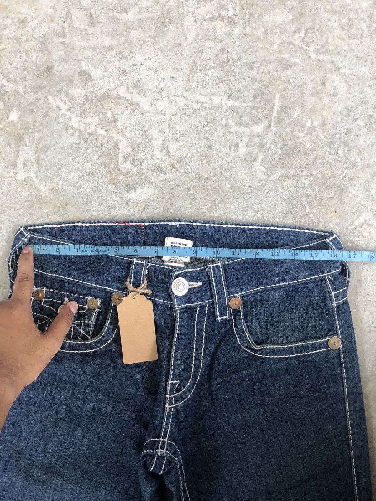 True Religion True Religion Flared Jeans Bootcut White Stitch Distressed Size US 32 / EU 48 - 18 Thumbnail