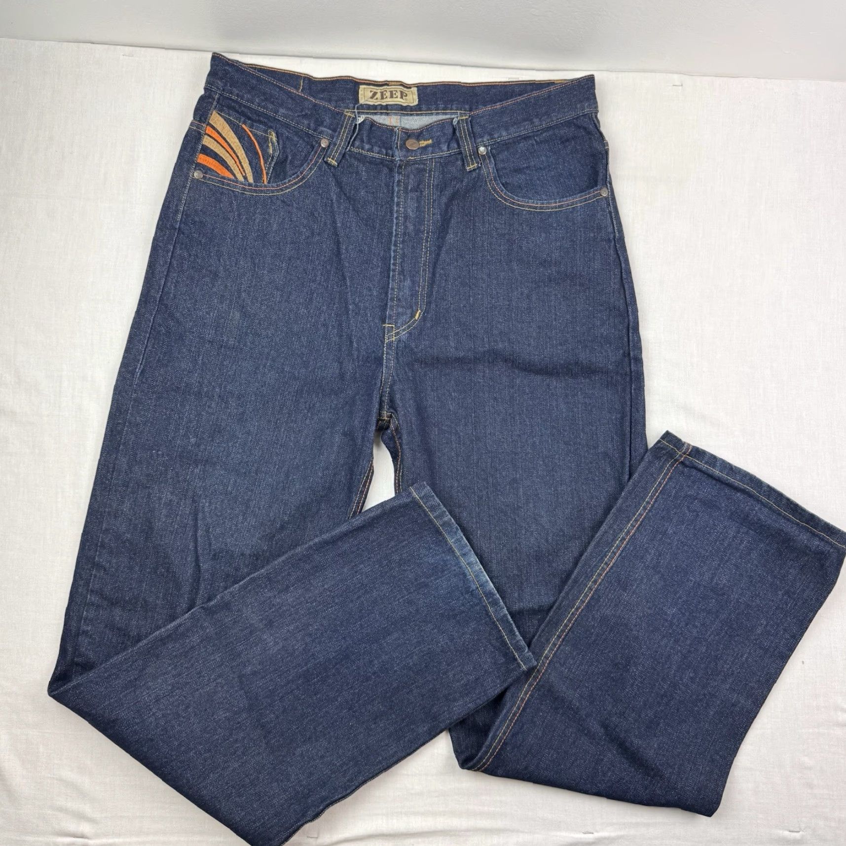 Vintage VINTAGE Zeep Jeans Men Adult 36x34 Baggy Hip Hop Embroidered Y2K Hipster Relaxed Jeans Blue 90s Grunge Straight Mens Size US 36 / EU 52 - 5 Thumbnail