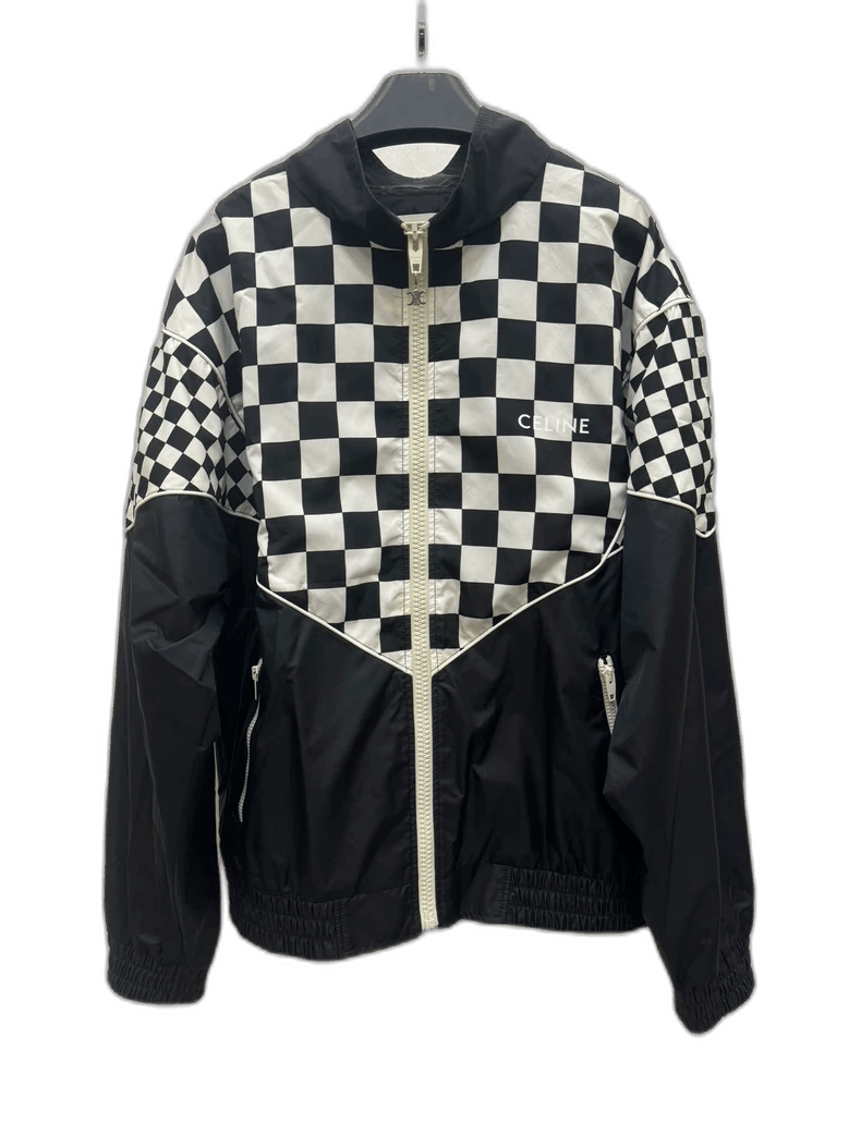 Celine Black and White Checkered Windbreaker