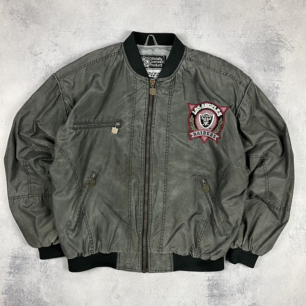 NFL Vintage NFL Los Angeles Raiders y2k rare bomber jacket 1991 Size US L / EU 52-54 / 3 - 6 Thumbnail