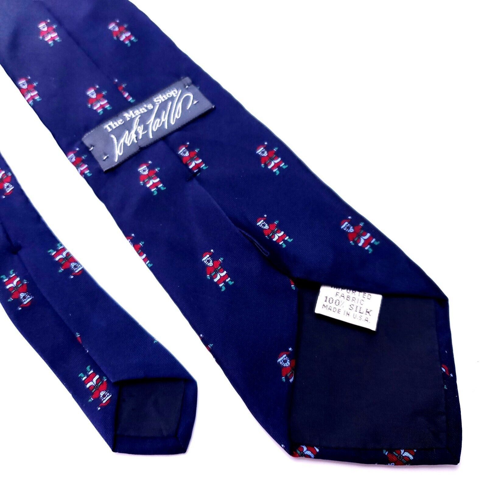 Lord & Taylor Lord & Taylor Silk Tie Blue Woven Santa Christmas Short Size ONE SIZE - 4 Thumbnail