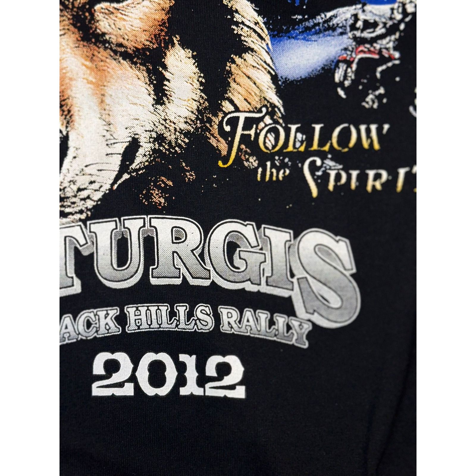 Gildan 👕 Sturgis Wolf Graphic Black T-Shirt Size Large Size US L / EU 52-54 / 3 - 3 Thumbnail