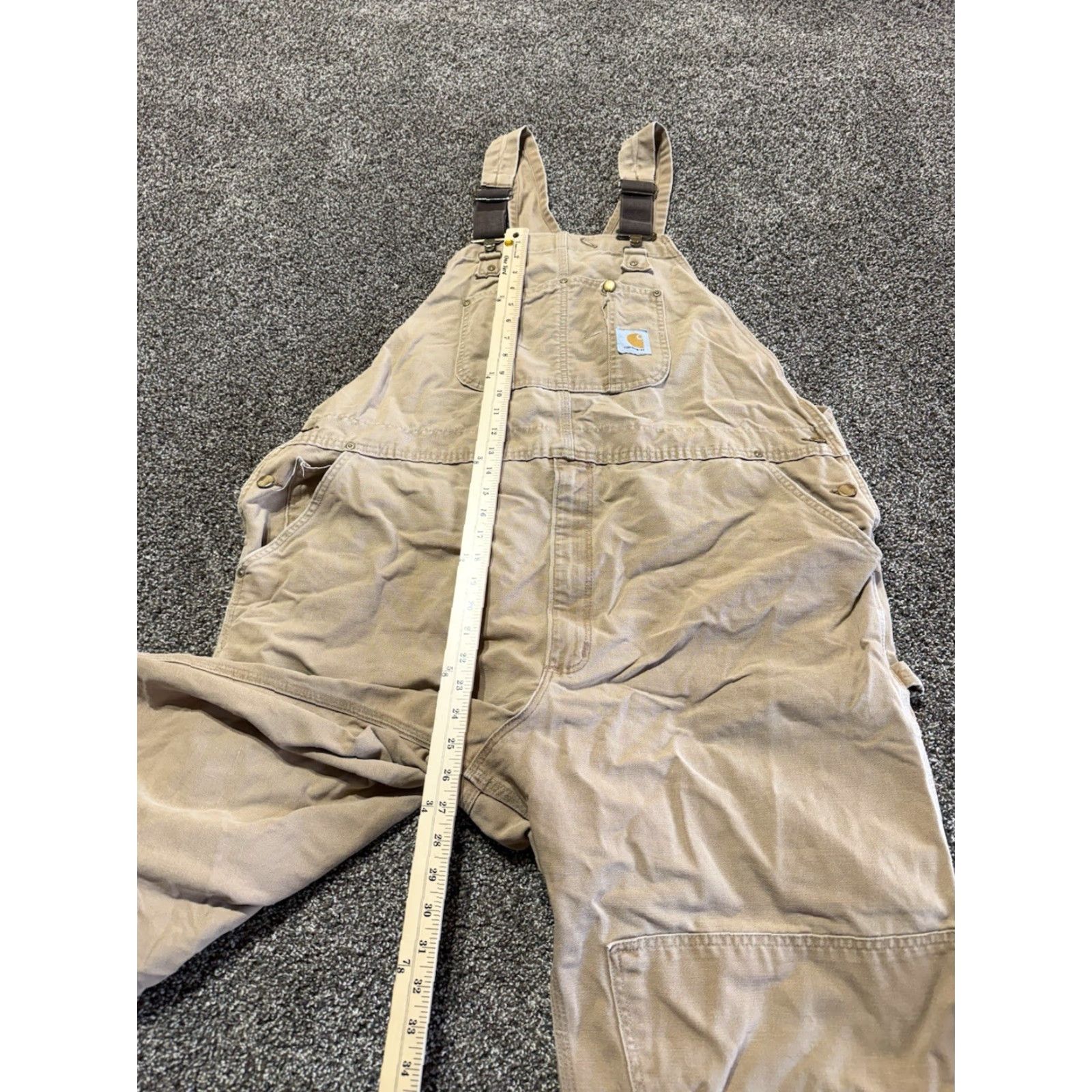 Carhartt VINTAGE Carhartt Overalls Bibs Mens 48 Duck Canvas Distress Faded Worn 48x30 Buckle 30in Inseam Logo Brown Cotton Workwear Casual Size US 32 / EU 48 - 4 Thumbnail