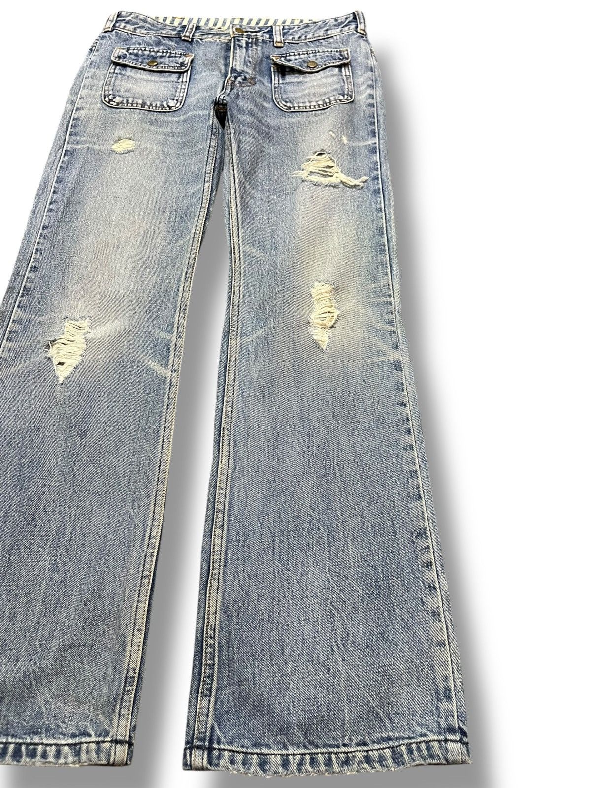 Kenzo Vintage RNA.inc Flare Faded Distressed Bush Pants Denim Size US 31 - 4 Thumbnail