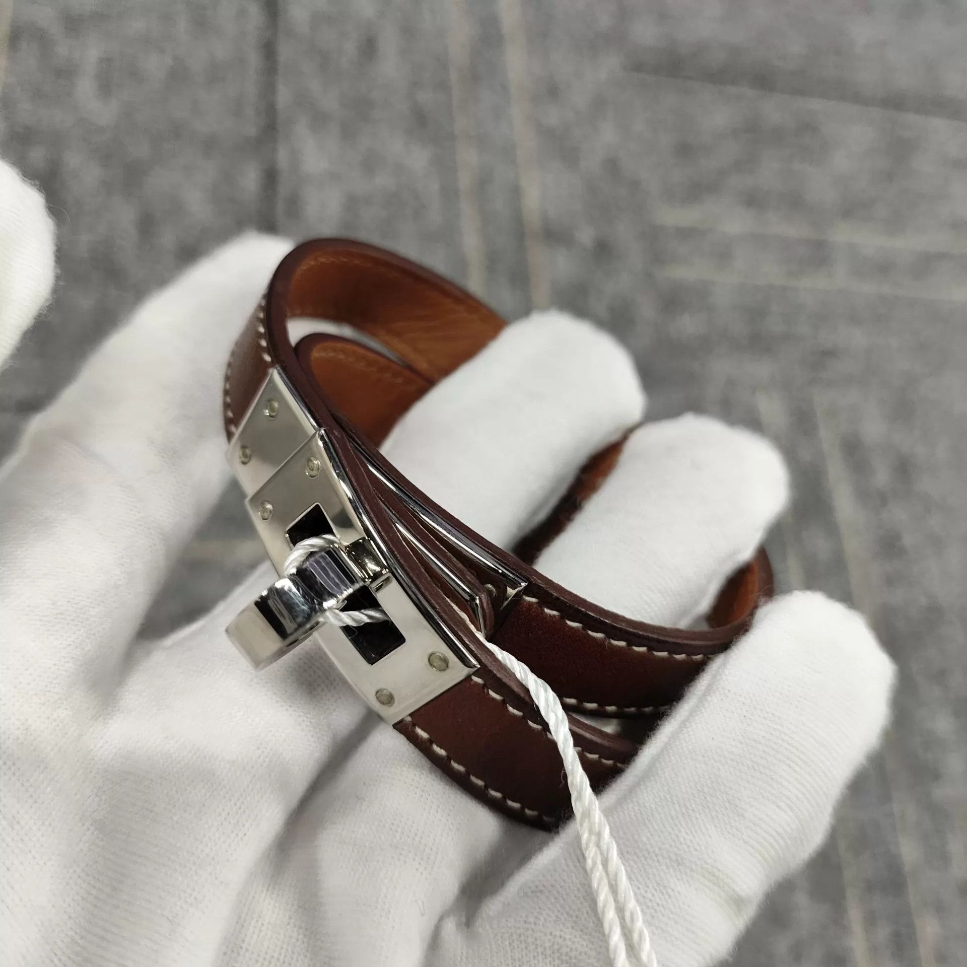 Hermes Hermès Calfskin Double Loop Brown Bracelet Size ONE SIZE - 5 Thumbnail
