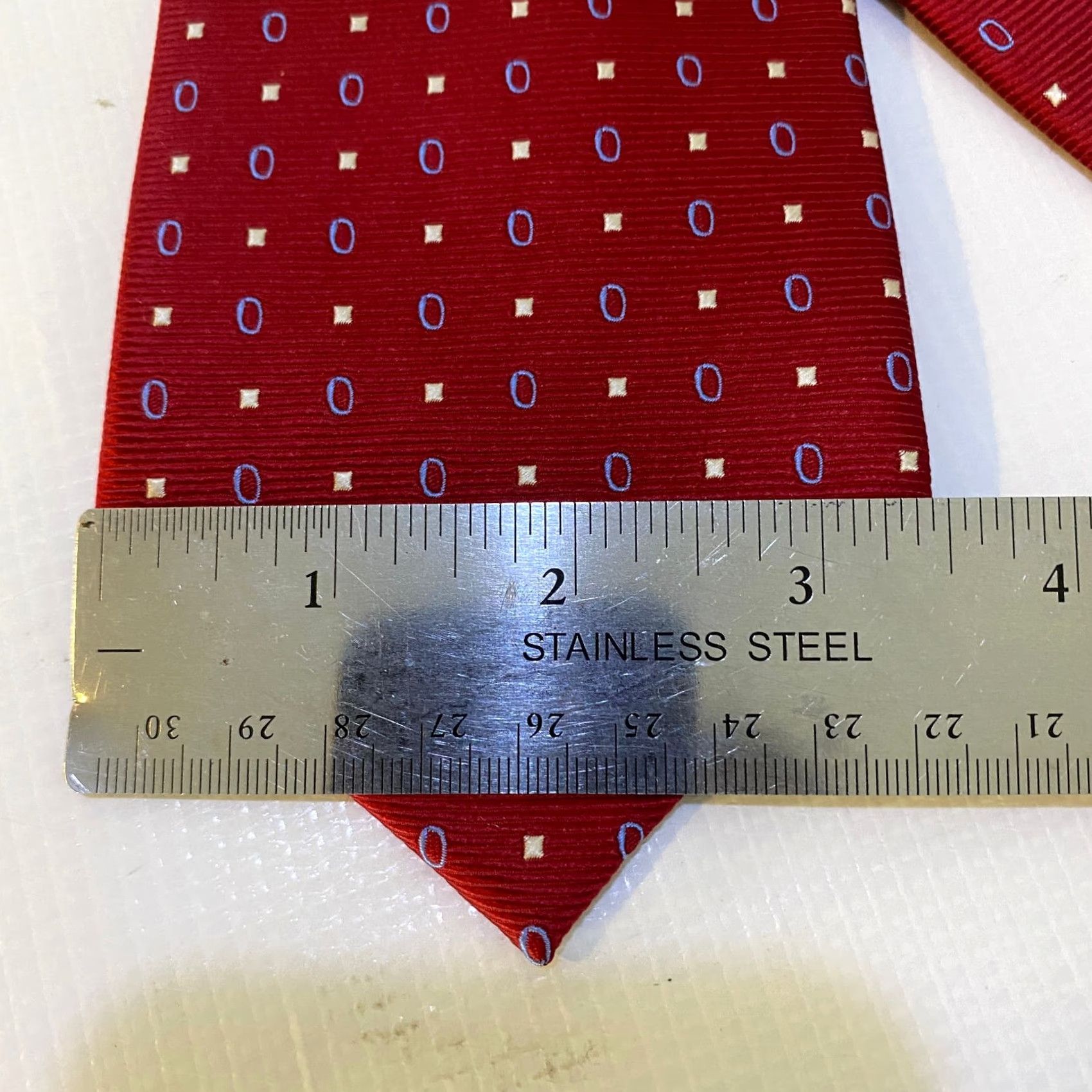 Jos. A. Bank Jos. A. Bank Red Gometic Pattern Embroidered 100% Silk Tie NEW Men Tie Classic Length 59" Ships Next Business Day Size ONE SIZE - 3 Thumbnail