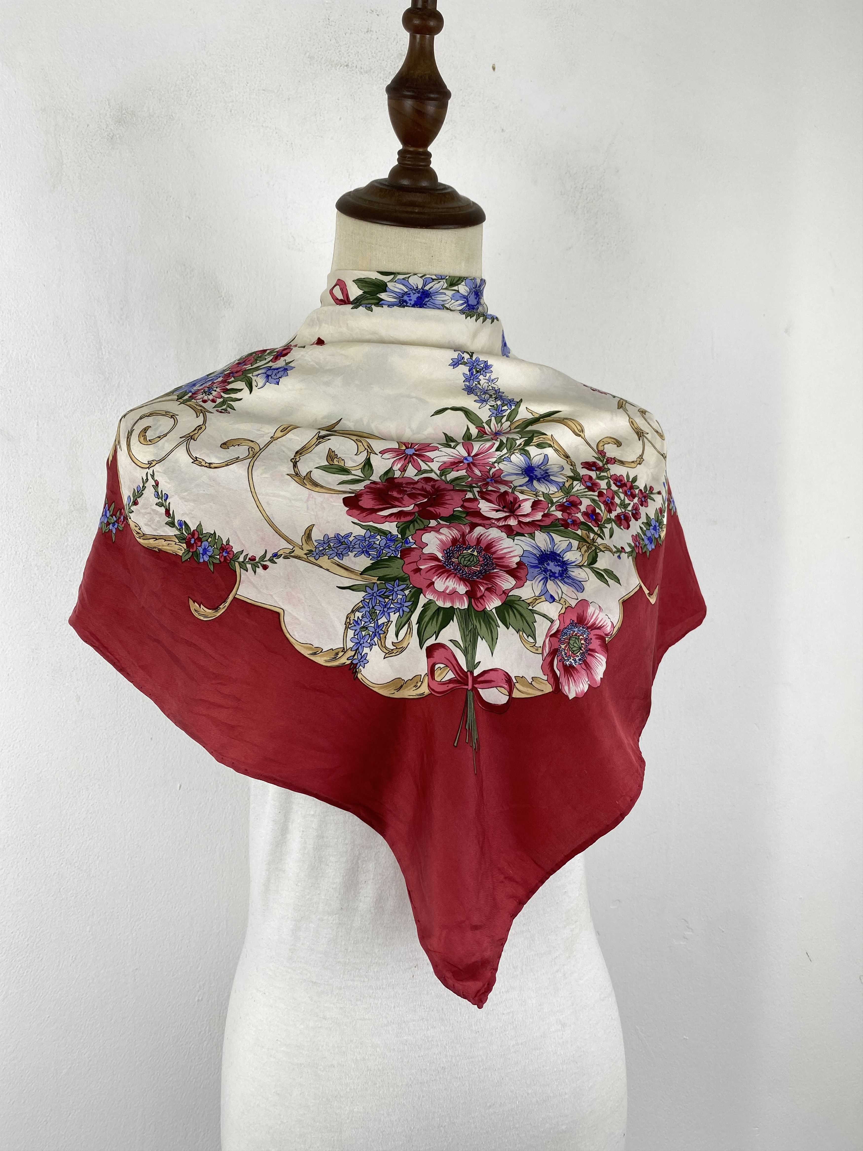 Flower Design Silk Scarf Muffler Silk Shawl SN0067