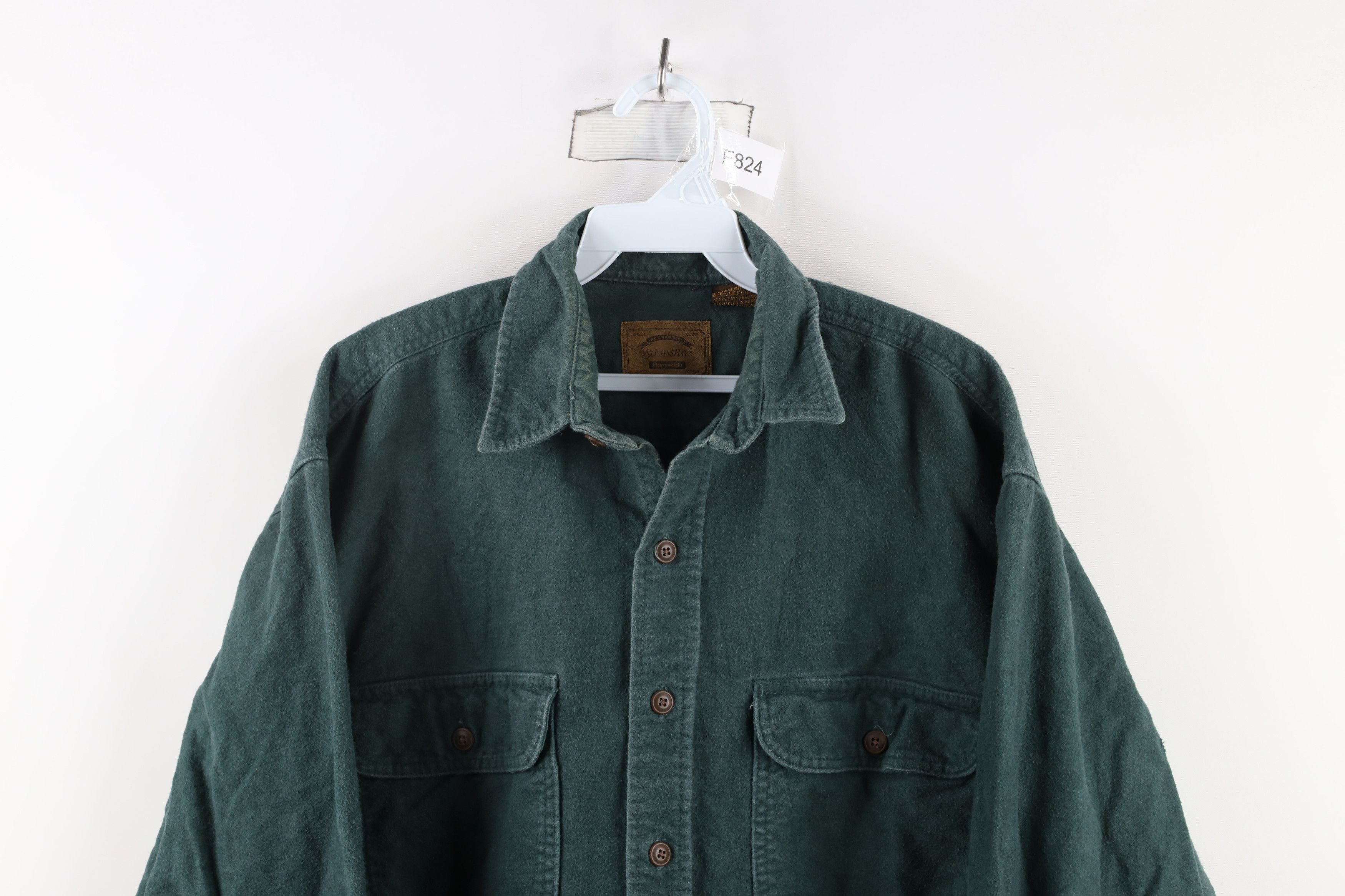 Vintage Vintage 90s Streetwear Chamois Cloth Button Shirt Green Size US M / EU 48-50 / 2 - 2 Thumbnail