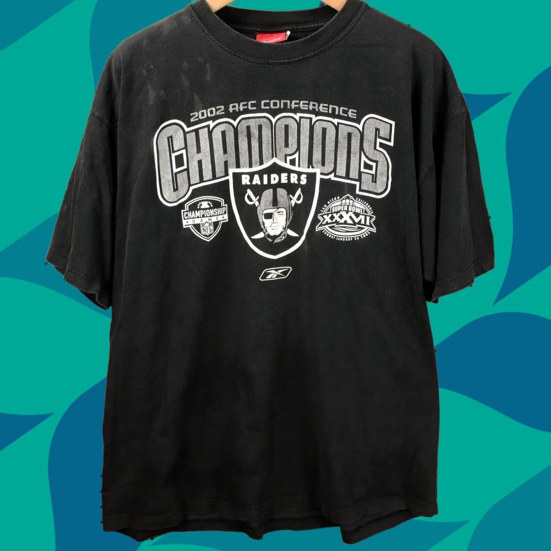 Reebok VINTAGE Reebok 2002 Oakland Raiders AFC champions Shirt XL Men's football 00s y2k Size US XL / EU 56 / 4 - 1 Thumbnail
