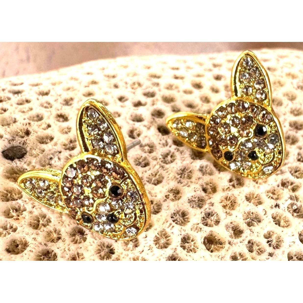 Handmade Chihuahua Earrings New Rhinestones Stainless Steel Posts Dog Size ONE SIZE - 2 Thumbnail