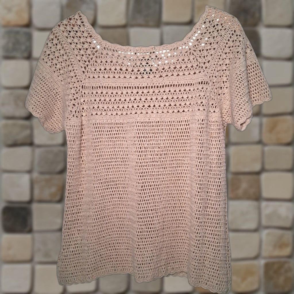 Eddie Bauer Eddie Bauer Sweater Shirt XL Tall Linen Cotton Open Knit Tan Beige Short Sleeve Pullover Bohemian Open Knit Casual Womens Size XL / US 12-14 / IT 48-50 - 1 Thumbnail