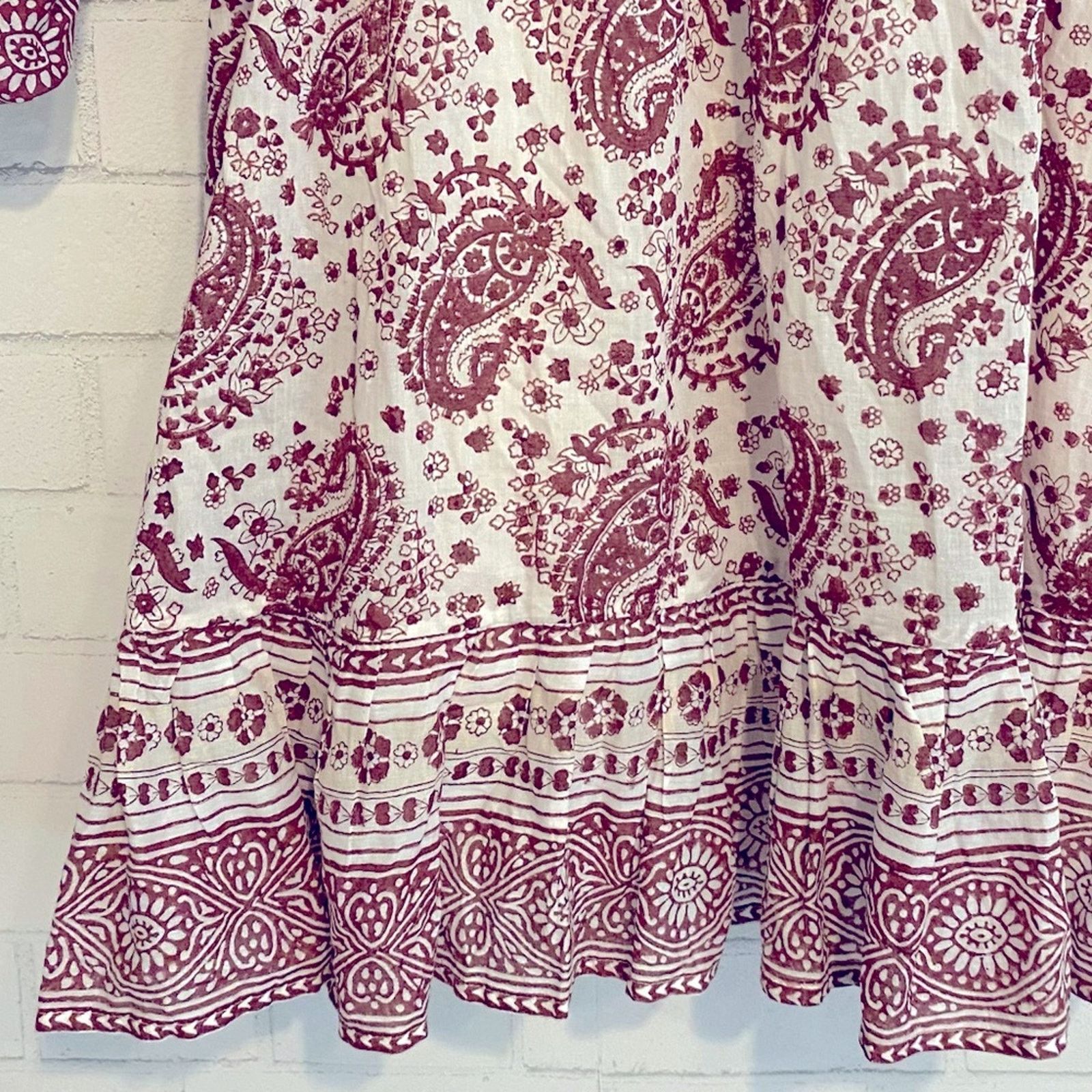 Cleobella EUC Cleobella $198 Mini Dress Burgundy Block Print sz SM Size S / US 4 / IT 40 - 15 Thumbnail