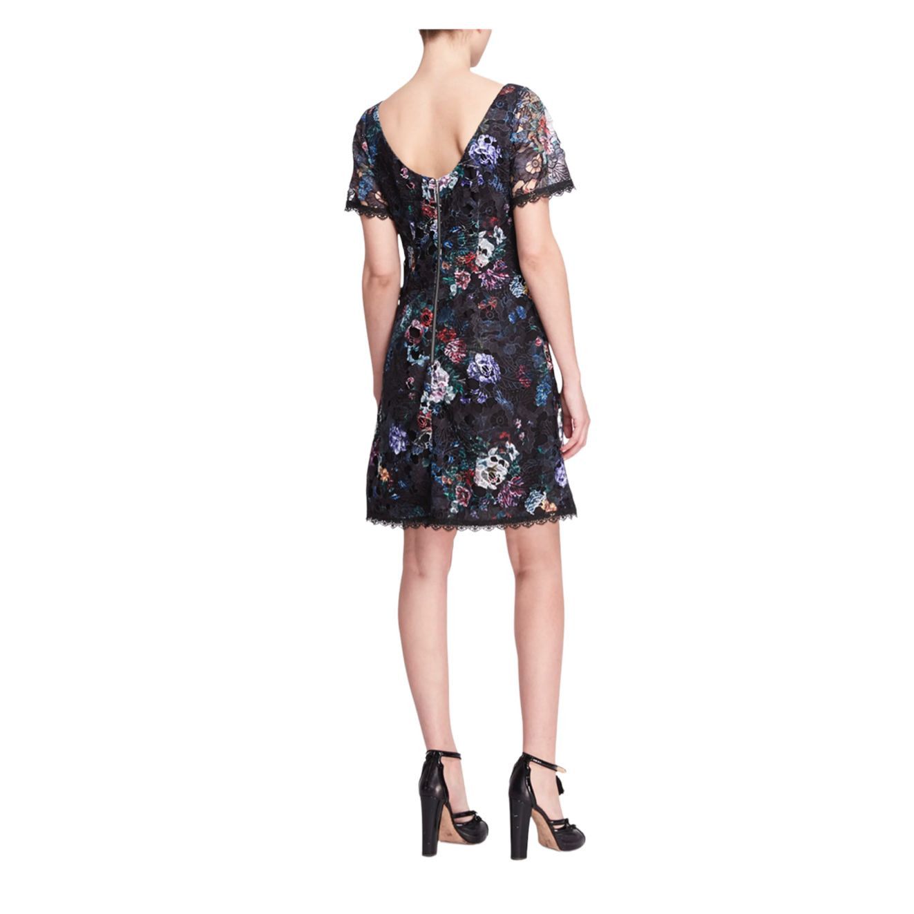 Marchesa Notte Floral print lace short sleeve dress NWT - www  display picture 1