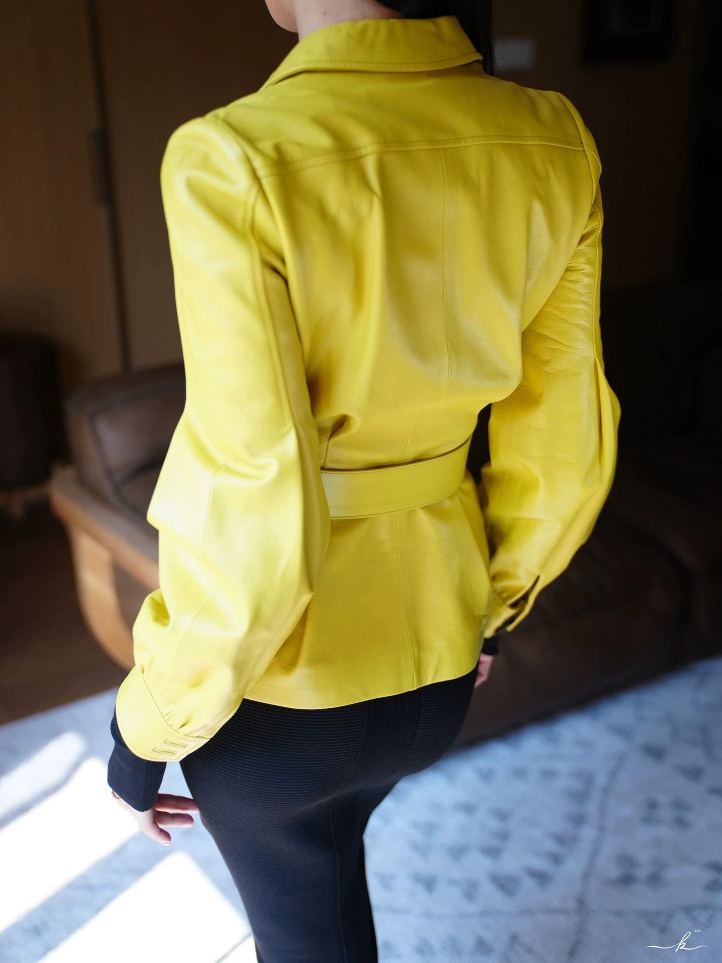 Gucci Gucci Yellow-Green LanternSleeve Leather Jacket XS/S (36) Size XS / US 0-2 / IT 36-38 - 9 Thumbnail
