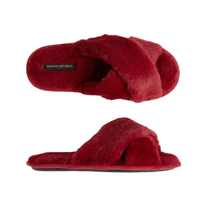 Banana Republic ⭐Women Banana Republic Fluffy FauxFur Crossover Slippers Win Size US 6 / IT 36 - 1 Thumbnail