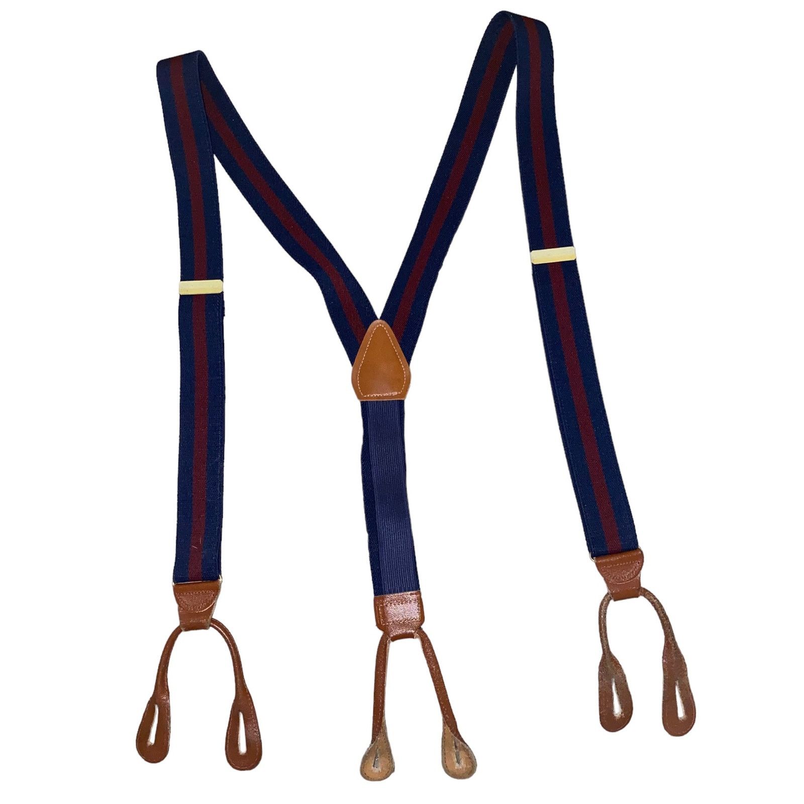 Vintage Vintage Y-shaped Elastic Striped Navy Adjustable Suspenders Size ONE SIZE - 1 Thumbnail