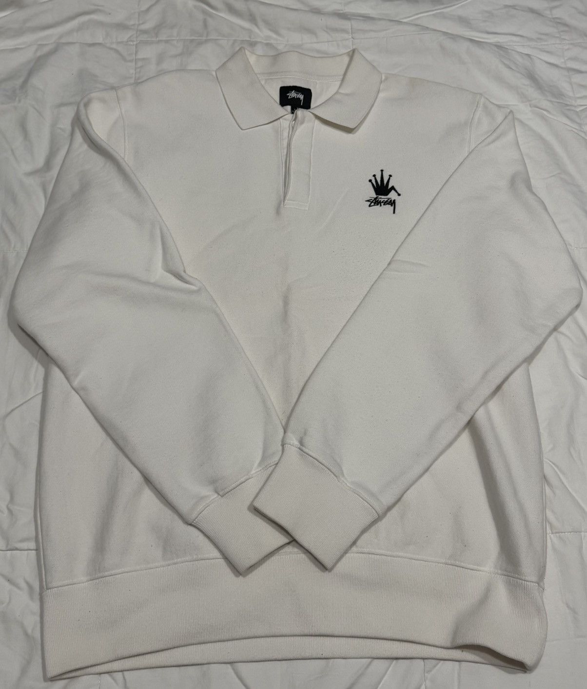 Stussy Stussy White Long Sleeve Polo Size US L / EU 52-54 / 3 - 1 Thumbnail