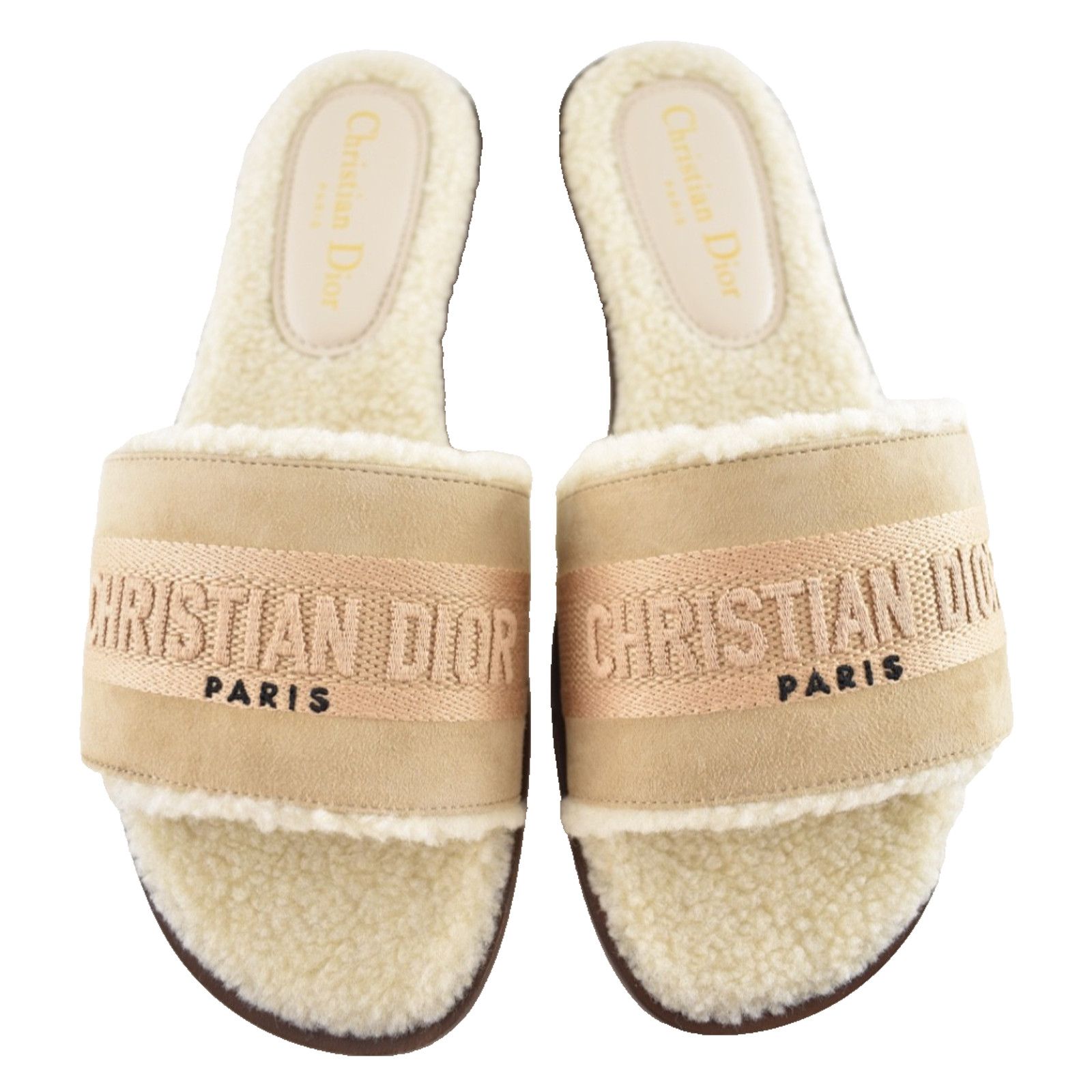 Dior Christian Dior Dway Beige Suede Embroidered Logo Shearling Size US 10 / IT 40 - 1 Thumbnail