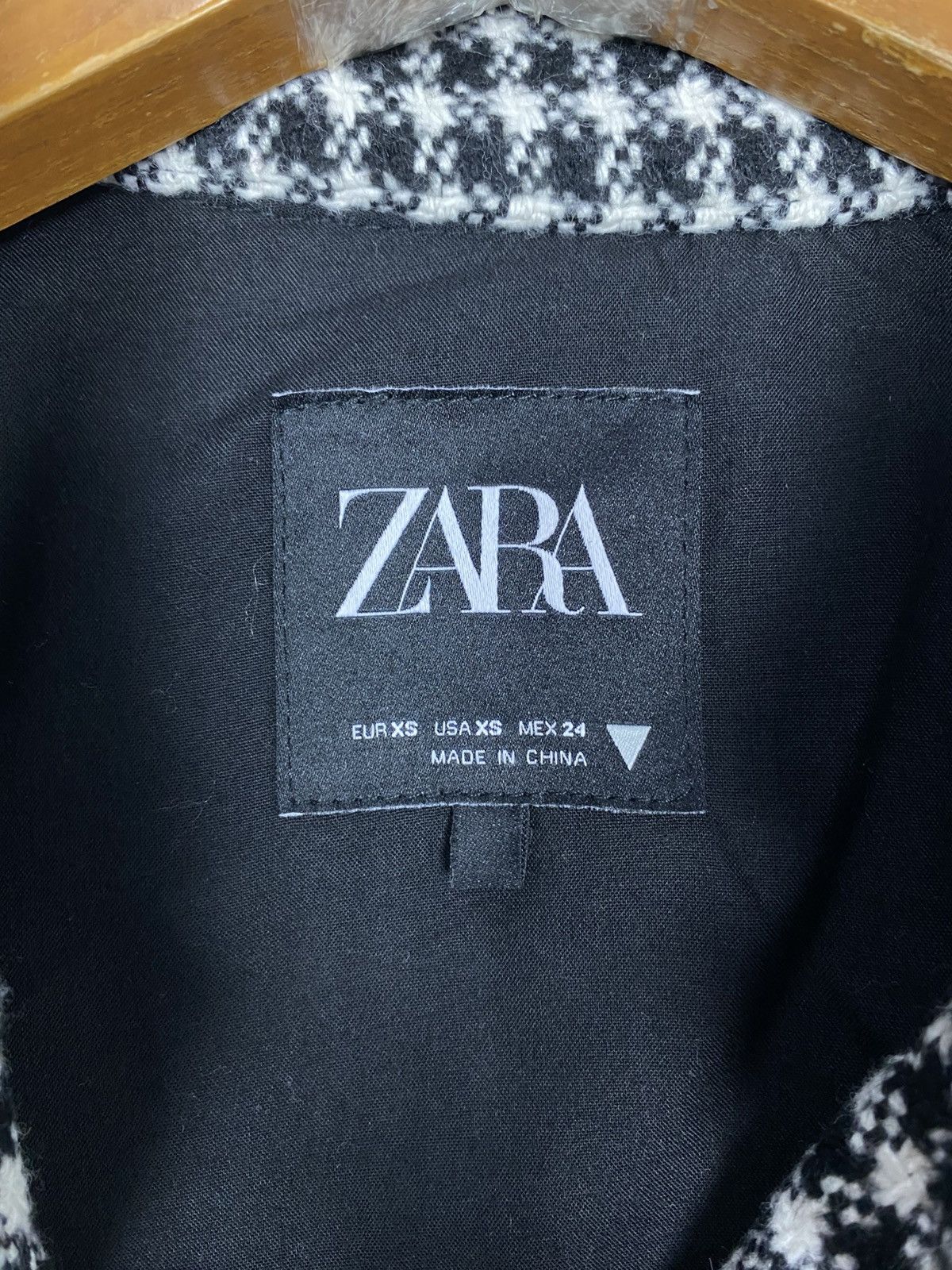 Zara Rare‼️ Zara Houndstooth Fringed Overshirt Jacket Size S / US 4 / IT 40 - 6 Thumbnail