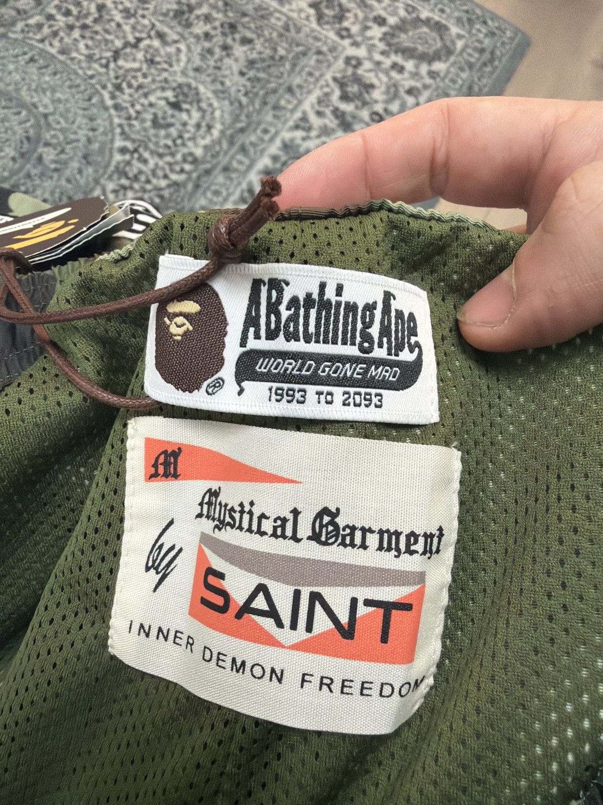 Bape × Saint Michael Saint Michael Bape dark green camo track pants Size US 36 / EU 52 - 7 Thumbnail