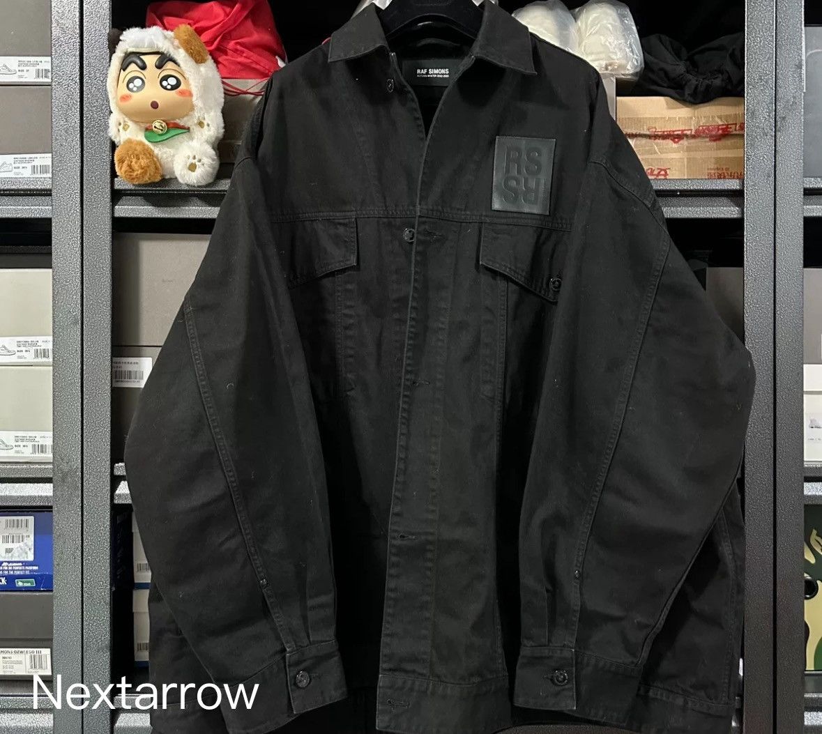 Raf Simons FW22 Logo Jacket with Collar Buckle Denim Coat