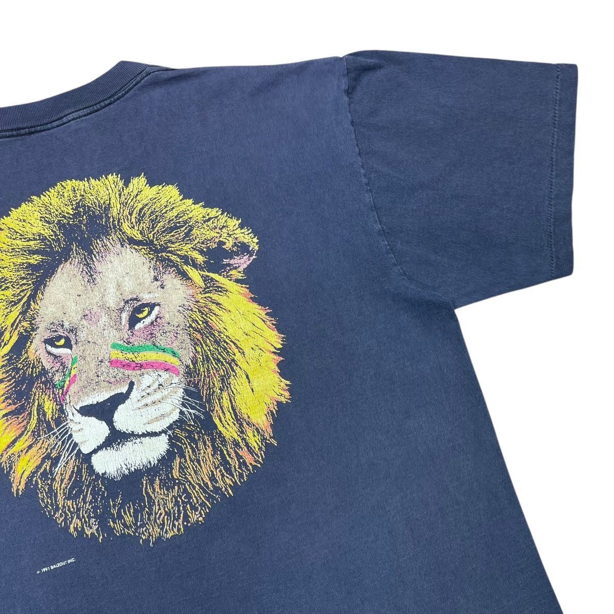 Vintage Vintage 1991 Rasta Reggae Lion Balzout Double Sided T-Shirt Size US XL / EU 56 / 4 - 7 Thumbnail