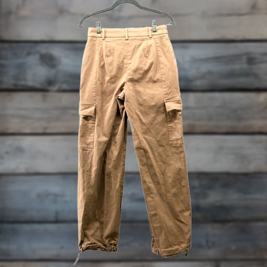 Express Express Cargo Jogger Pants Womens 4 Tan Baggy High Rise Drawstring Cargo Style Wide-Leg Pants Women's 4 Brown Cotton Blend Size 27" / US 4 / IT 40 - 1 Thumbnail