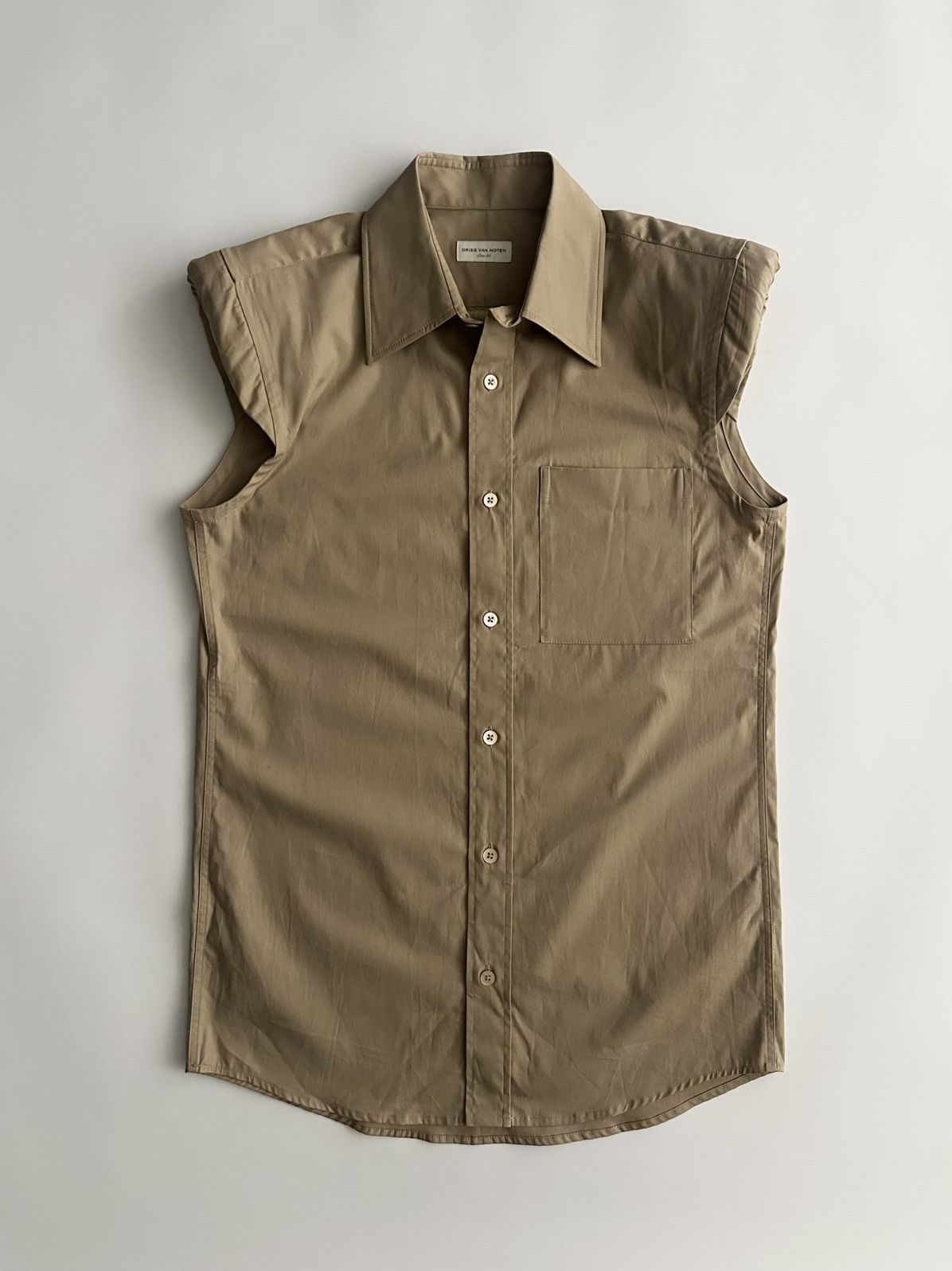 Dries Van Noten Dries Van Noten Padded Shoulders Sleeveless Shirt Size US S / EU 44-46 / 1 - 1 Thumbnail